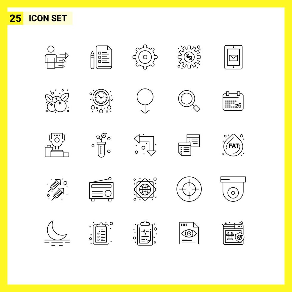 25 Thematic Vector Lines and Editable Symbols of support chat gear mobile online Editable Vector Design Elements