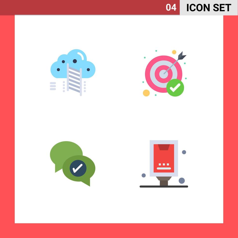 Set of 4 Modern UI Icons Symbols Signs for ladder business data success chatting Editable Vector Design Elements
