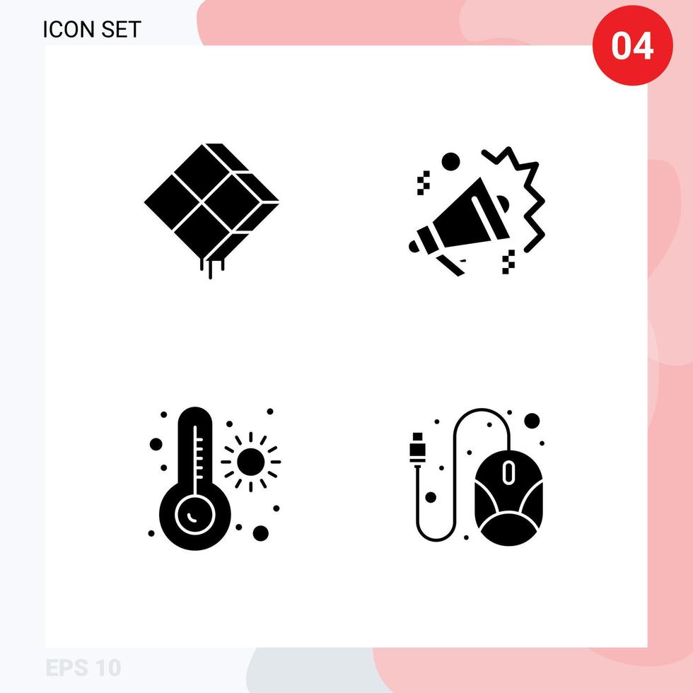 Set of 4 Modern UI Icons Symbols Signs for decoration meter ramadhan real estate thermometer Editable Vector Design Elements