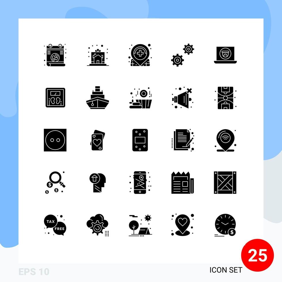 Stock Vector Icon Pack of 25 Line Signs and Symbols for video multimedia care options controls Editable Vector Design Elements