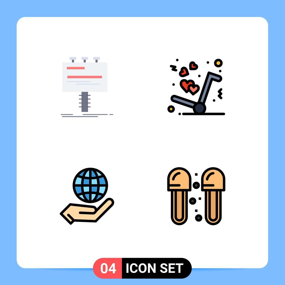 Pack of 4 creative Filledline Flat Colors of ad global billboard get internet Editable Vector Design Elements