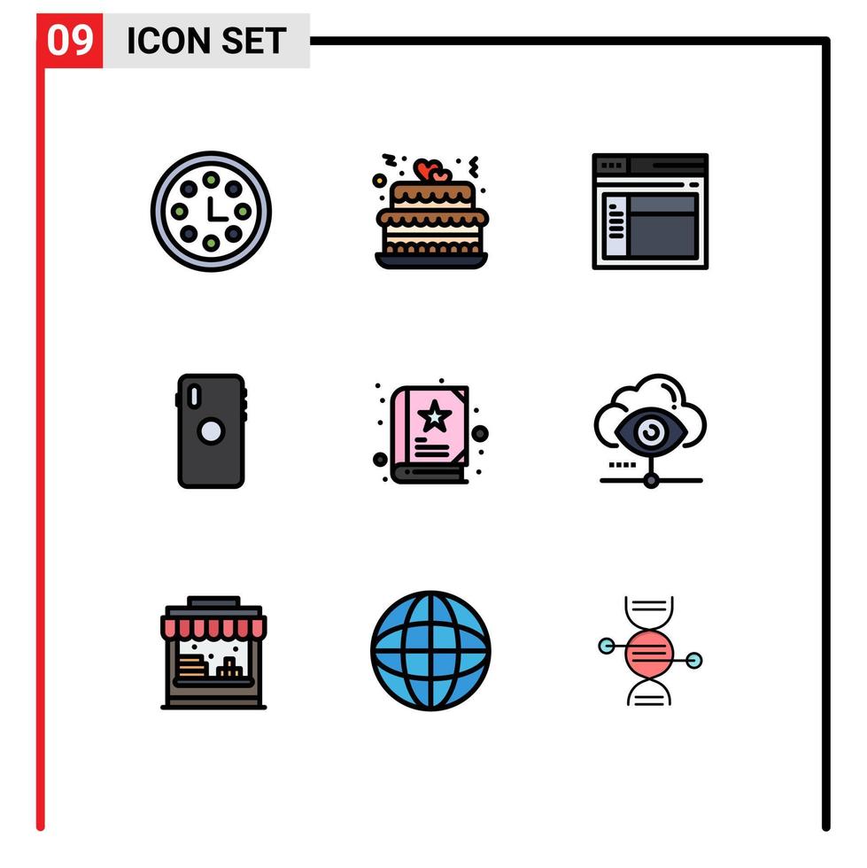 Universal Icon Symbols Group of 9 Modern Filledline Flat Colors of baby back side internet mobile phone Editable Vector Design Elements