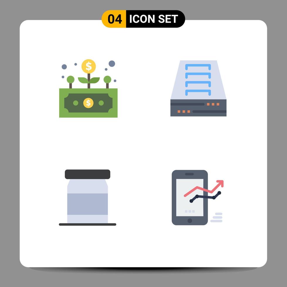 4 Creative Icons Modern Signs and Symbols of business food grow drawer chart Editable Vector Design Elements