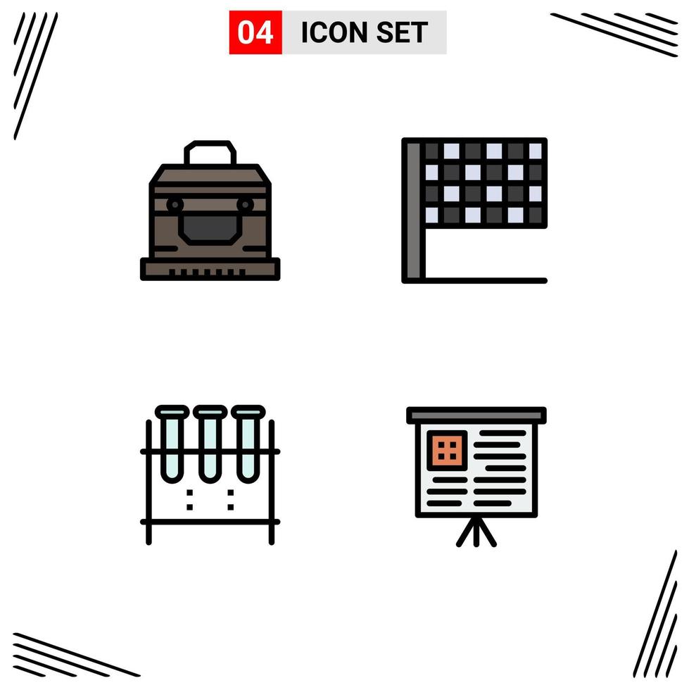 Stock Vector Icon Pack of 4 Line Signs and Symbols for bandit lab glassware treasure chemical flask board Editable Vector Design Elements