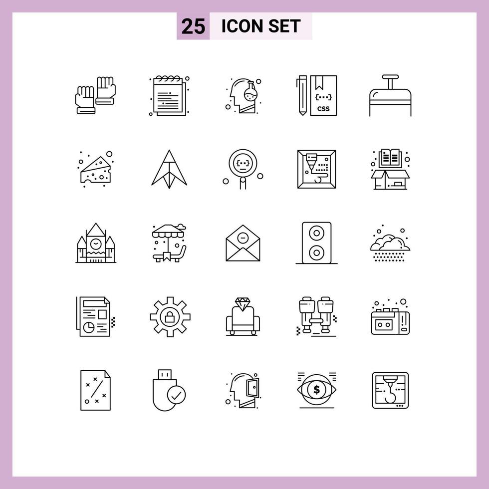 Set of 25 Commercial Lines pack for develop coding university code mind Editable Vector Design Elements