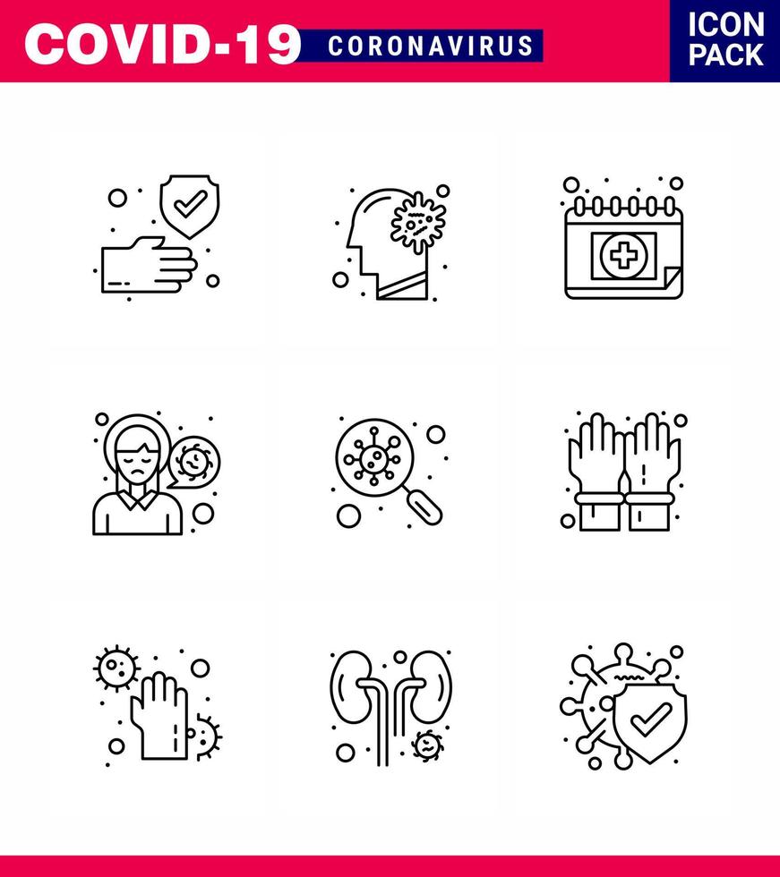 COVID19 corona virus contamination prevention Blue icon 25 pack such as virus infection pain brain headache schudule viral coronavirus 2019nov disease Vector Design Elements