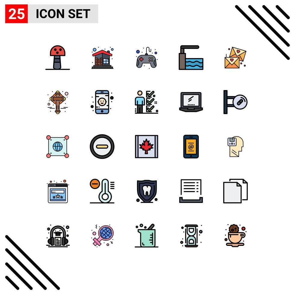 Set of 25 Modern UI Icons Symbols Signs for glasses email control pad water pool Editable Vector Design Elements