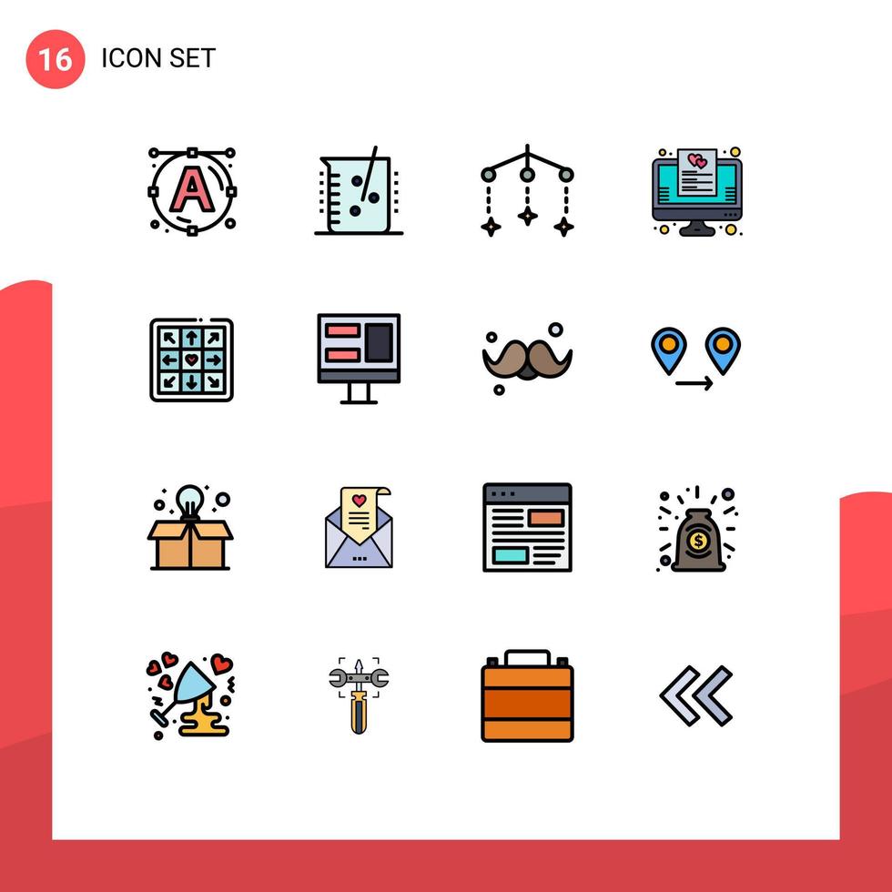 paquete de iconos de vectores de stock de 16 signos y símbolos de línea para jugar bailando bebé en línea elementos de diseño de vectores creativos editables favoritos