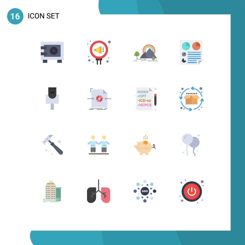 Group of 16 Modern Flat Colors Set for report document reputation data nature Editable Pack of Creative Vector Design Elements