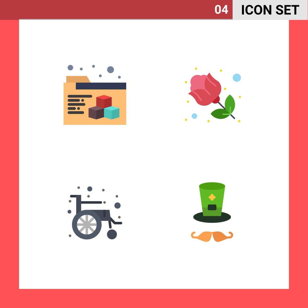 Group of 4 Flat Icons Signs and Symbols for printing hat red medical ireland Editable Vector Design Elements