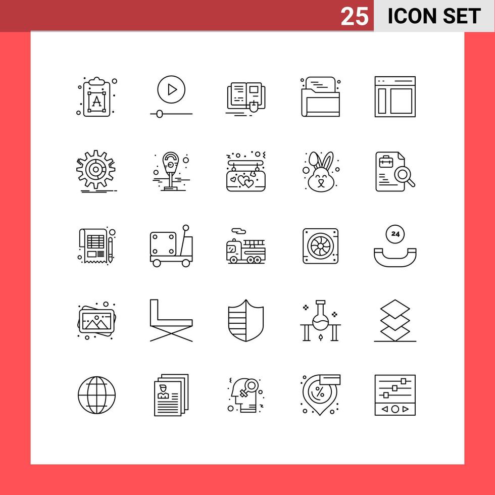 Group of 25 Modern Lines Set for interface data book folder seo Editable Vector Design Elements