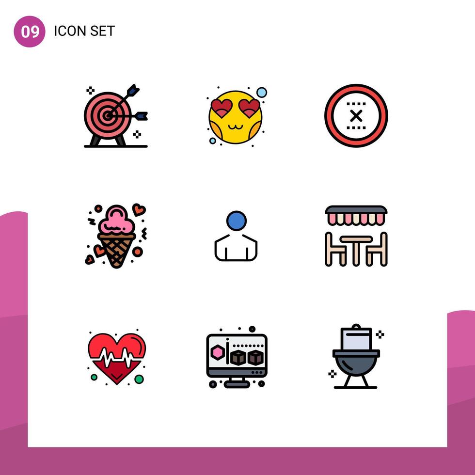 Stock Vector Icon Pack of 9 Line Signs and Symbols for love ice smiley date delete Editable Vector Design Elements
