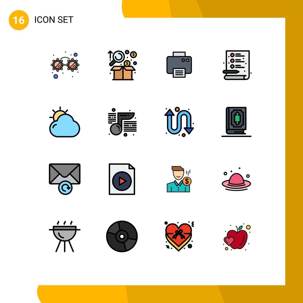 16 Creative Icons Modern Signs and Symbols of shinning cloud printer file creative Editable Creative Vector Design Elements