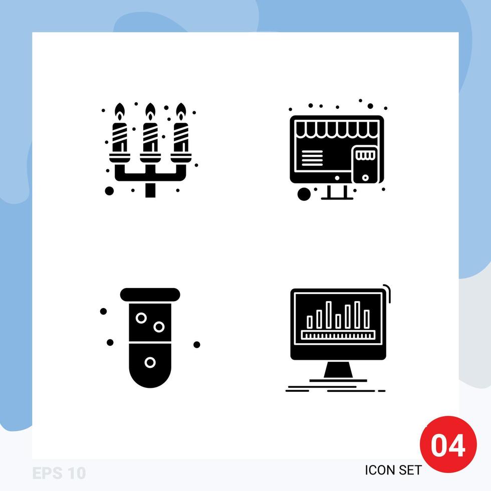 4 Creative Icons Modern Signs and Symbols of candle biology light shop chemistry Editable Vector Design Elements
