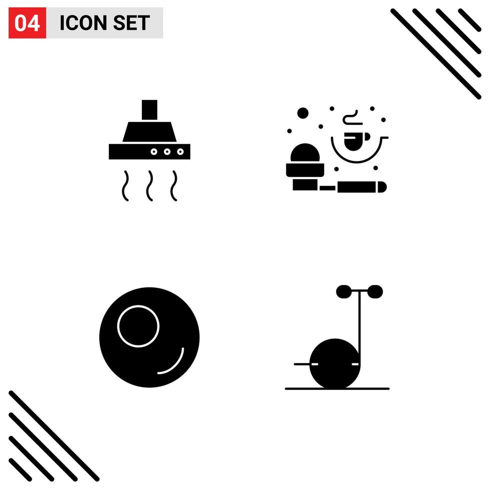 conjunto de 4 iconos de interfaz de usuario modernos símbolos signos para bebida deporte cocina cuchara medidora scooter elementos de diseño vectorial editables vector