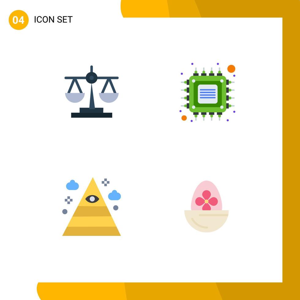 Pack of 4 creative Flat Icons of balance eye scale future pyramid Editable Vector Design Elements