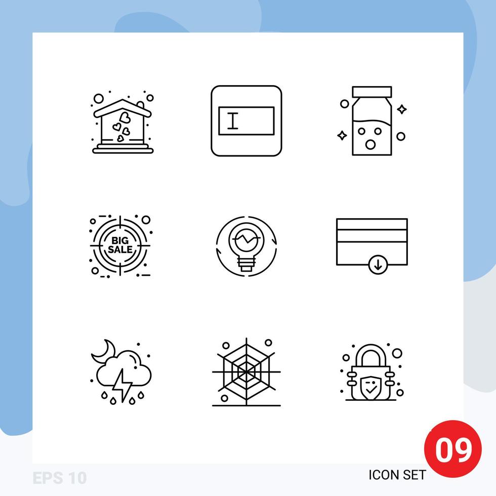 Outline Pack of 9 Universal Symbols of idea concept healthcare bulb friday Editable Vector Design Elements