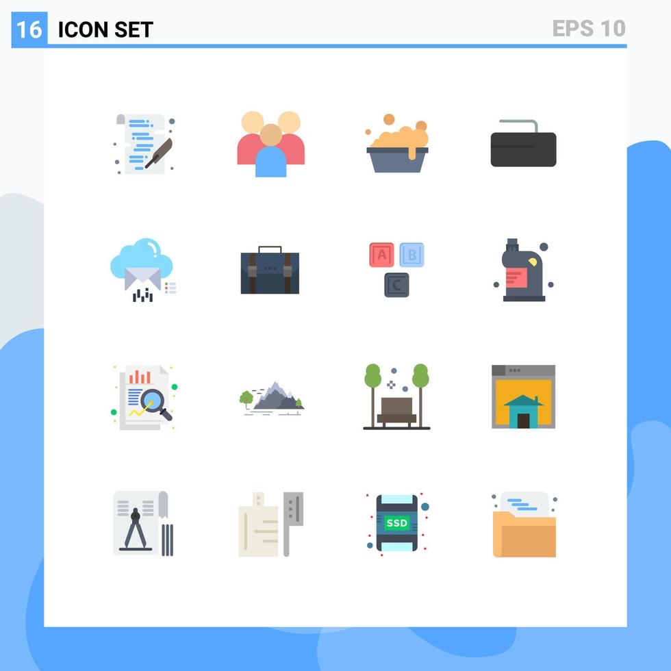 Universal Icon Symbols Group of 16 Modern Flat Colors of email cloud team stone curling Editable Pack of Creative Vector Design Elements