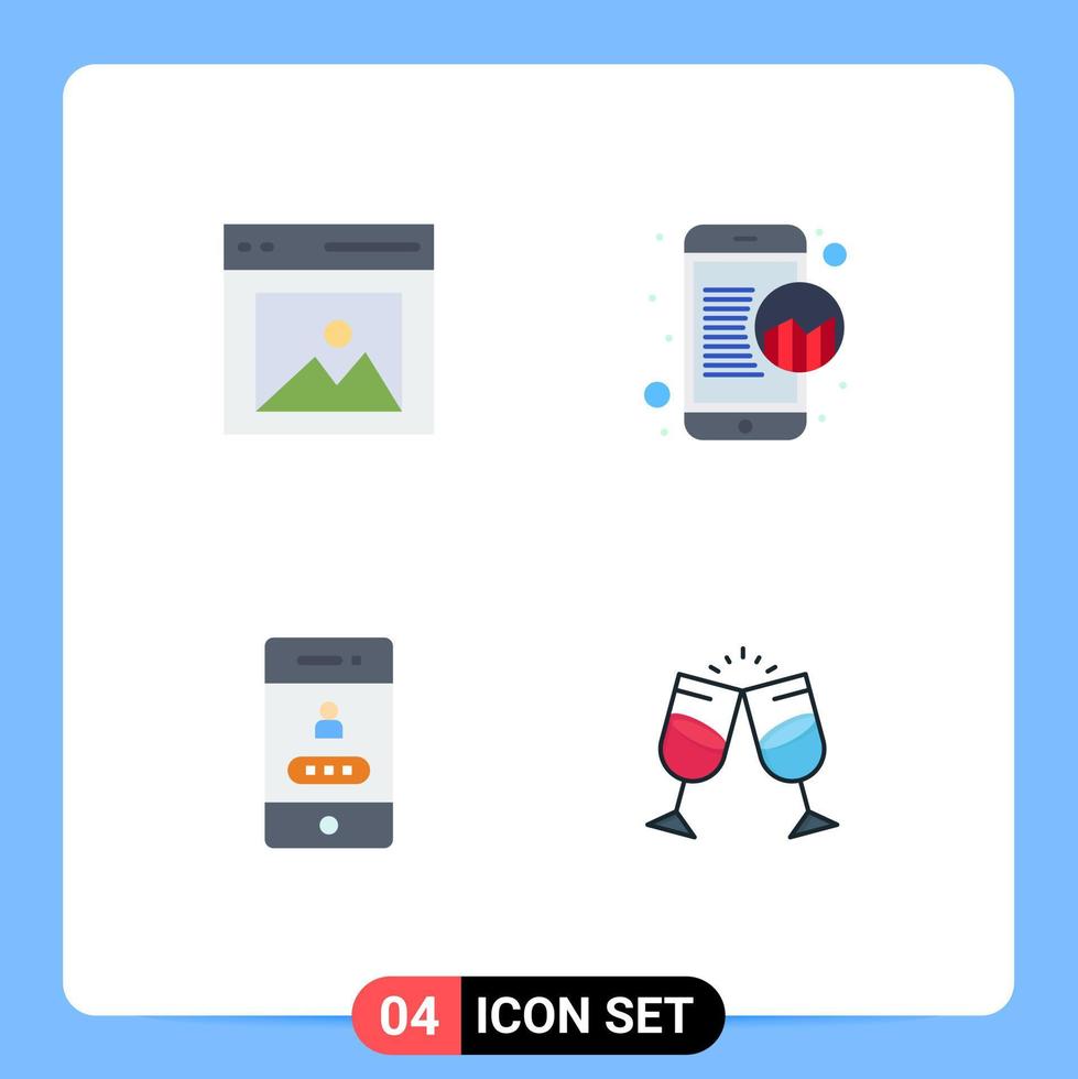 4 Universal Flat Icons Set for Web and Mobile Applications communication access picture mobile password Editable Vector Design Elements
