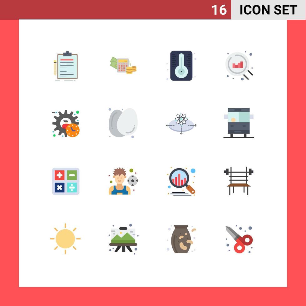 16 Universal Flat Color Signs Symbols of manager administrator balance search web Editable Pack of Creative Vector Design Elements