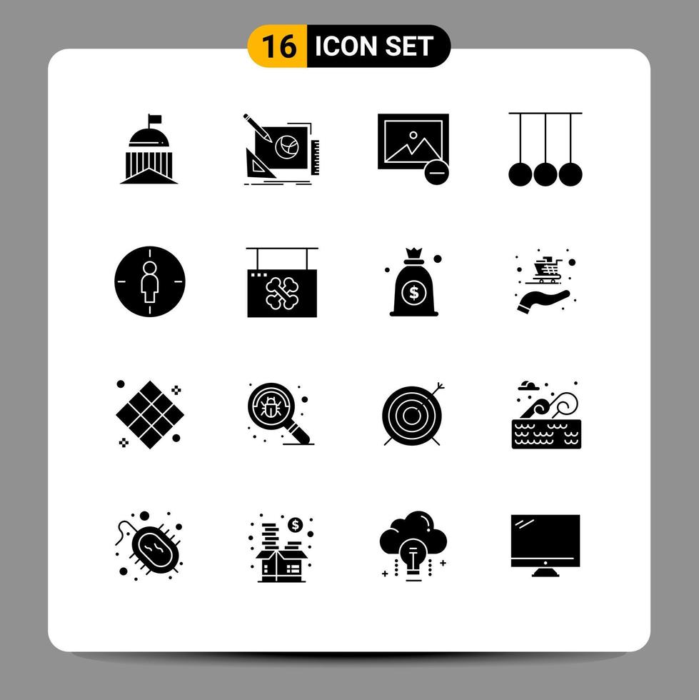 Modern Set of 16 Solid Glyphs and symbols such as man rings idea gymnastics photo Editable Vector Design Elements