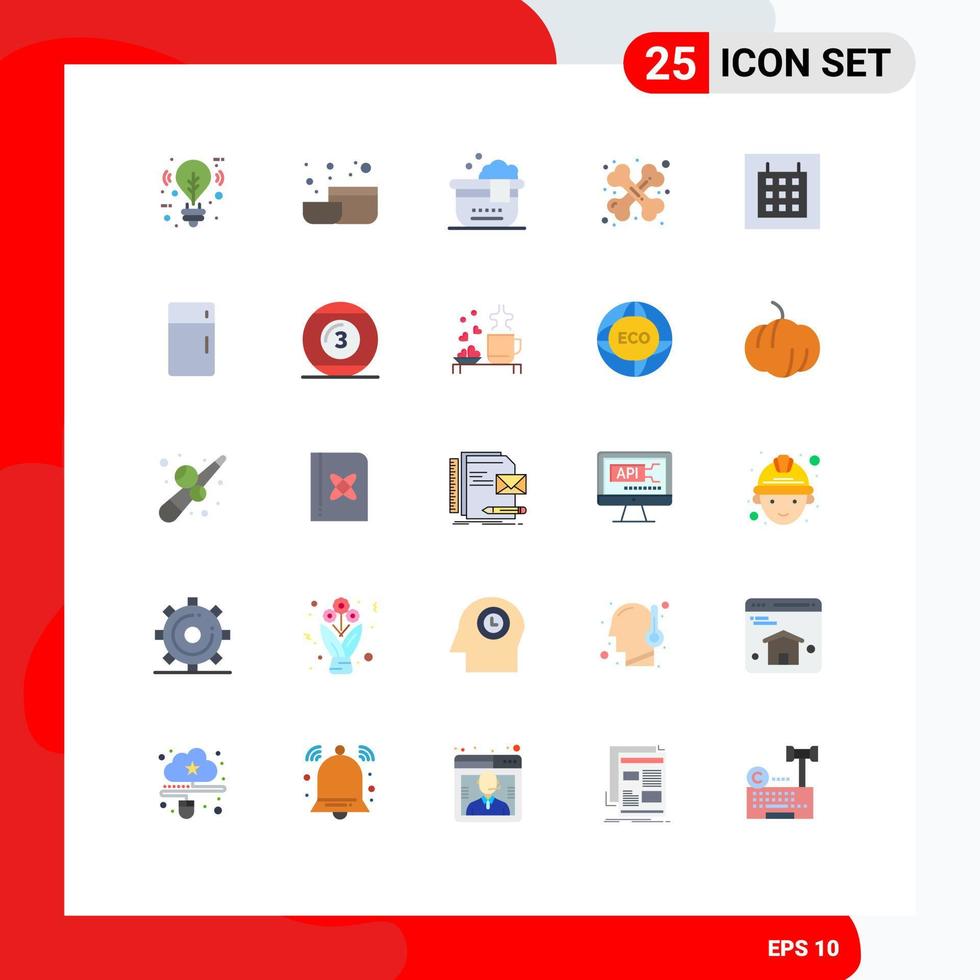 Modern Set of 25 Flat Colors and symbols such as appliances layout bath calendar medical Editable Vector Design Elements