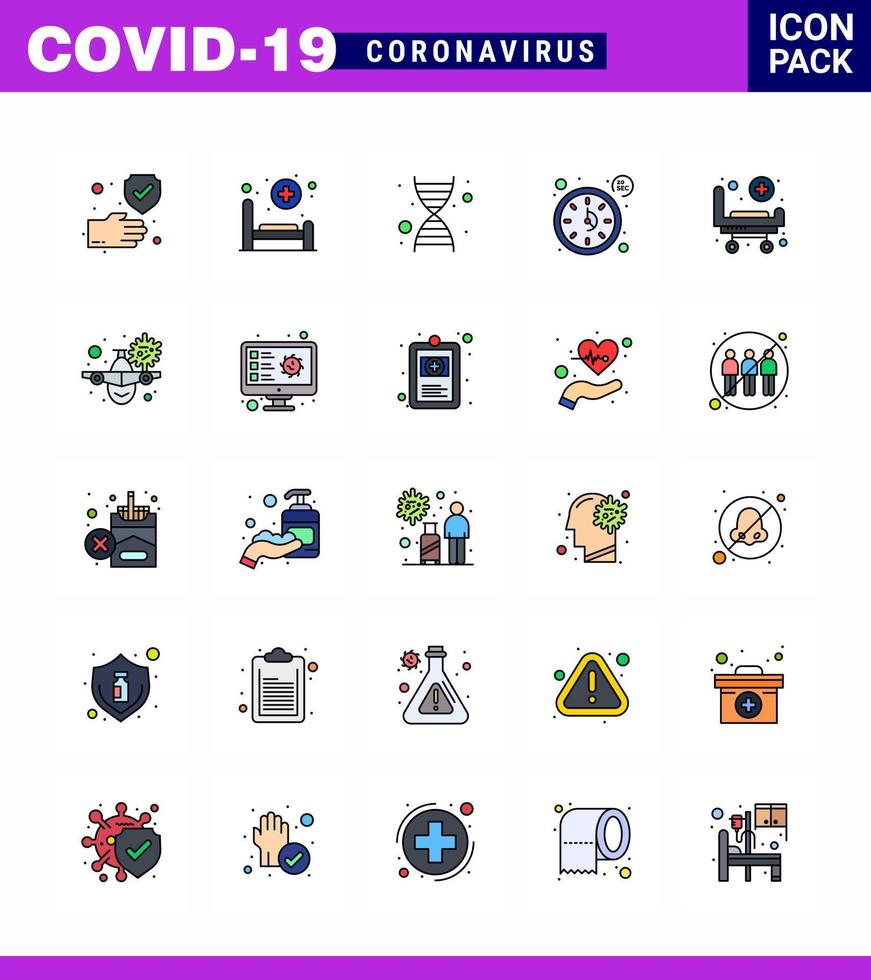 Coronavirus Prevention 25 icon Set Blue hospital strature dna timer seconds viral coronavirus 2019nov disease Vector Design Elements