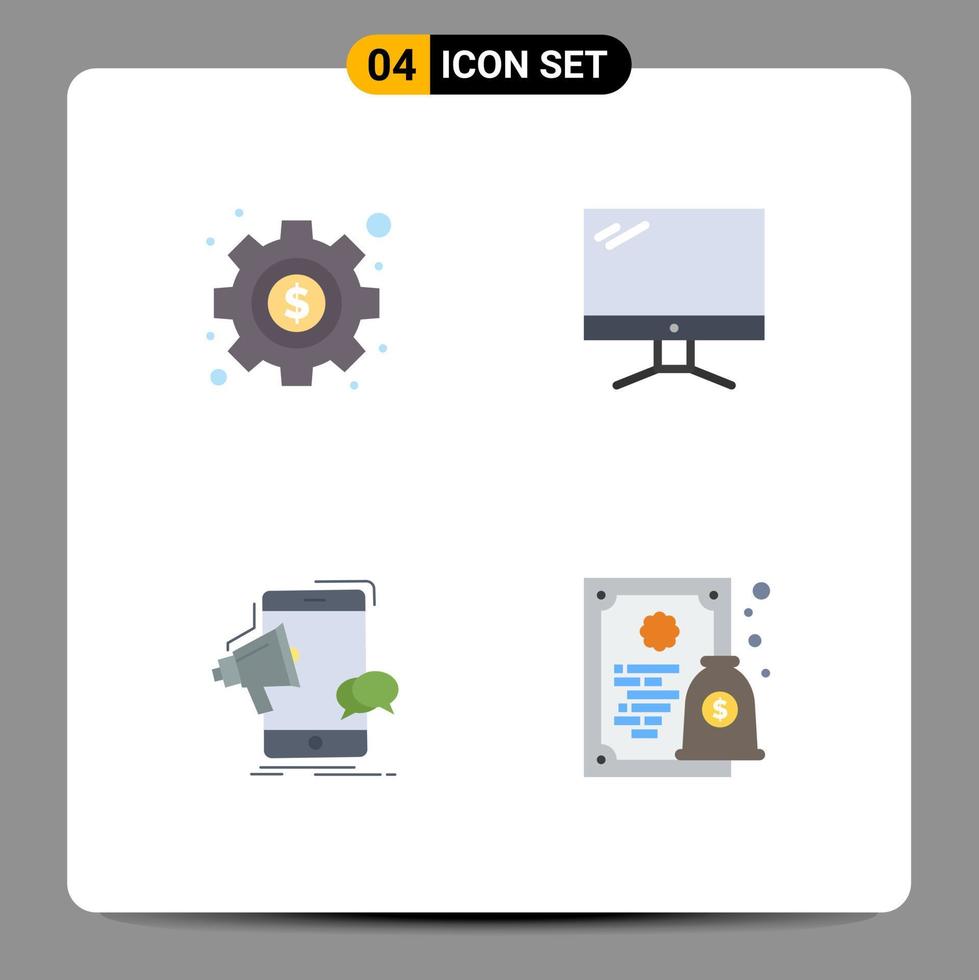 4 Creative Icons Modern Signs and Symbols of management marketing computer imac megaphone Editable Vector Design Elements