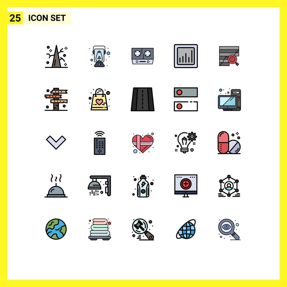 25 Thematic Vector Filled line Flat Colors and Editable Symbols of analytics analysis stove graph analytics Editable Vector Design Elements