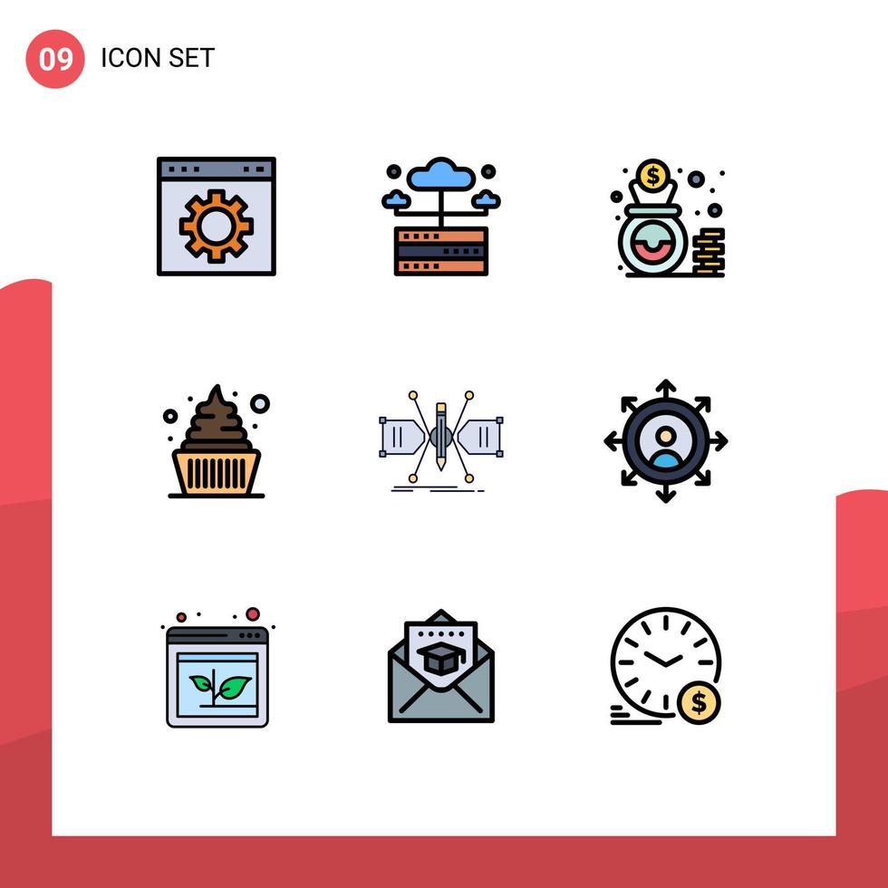 9 Creative Icons Modern Signs and Symbols of architect icecream server dessert cash Editable Vector Design Elements