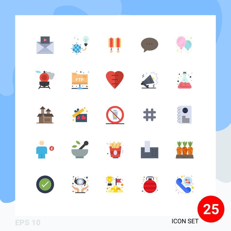 Mobile Interface Flat Color Set of 25 Pictograms of baby stuff messages earth conversation decoration Editable Vector Design Elements