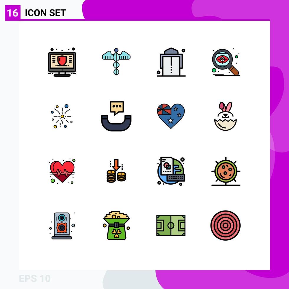 Set of 16 Modern UI Icons Symbols Signs for fireworks targeting health seo girdle Editable Creative Vector Design Elements