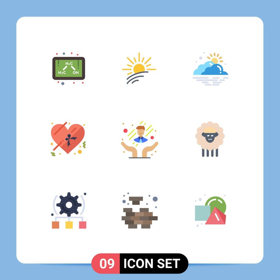 9 Universal Flat Colors Set for Web and Mobile Applications customer care romance cloud present weather Editable Vector Design Elements