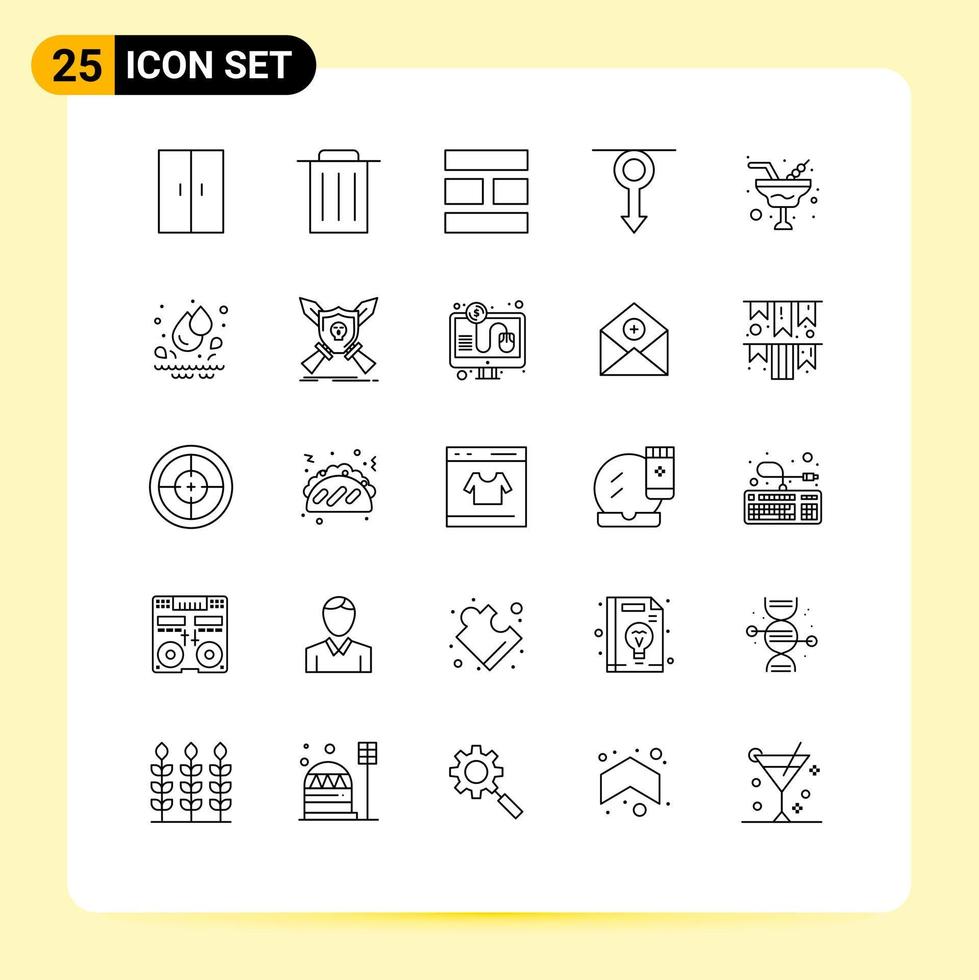 Stock Vector Icon Pack of 25 Line Signs and Symbols for romance men editing man human Editable Vector Design Elements
