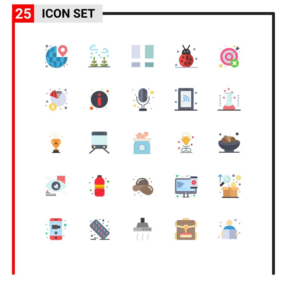 Group of 25 Modern Flat Colors Set for winter bug life beetle bug photo Editable Vector Design Elements