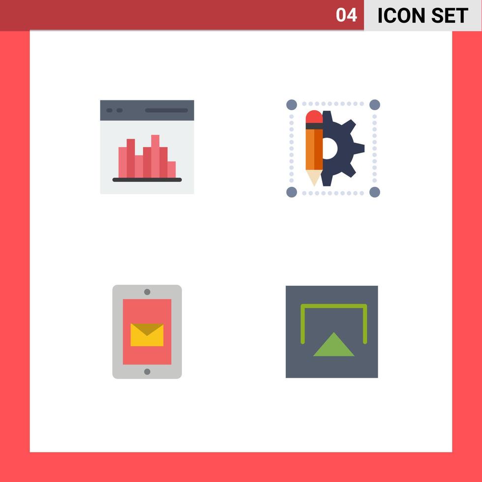 Universal Icon Symbols Group of 4 Modern Flat Icons of app mobile interface design service Editable Vector Design Elements