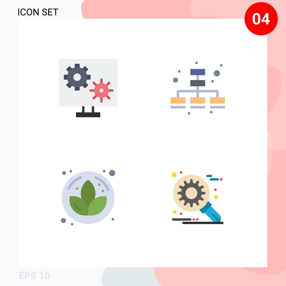 Stock Vector Icon Pack of 4 Line Signs and Symbols for configure flower screen marketing customize Editable Vector Design Elements
