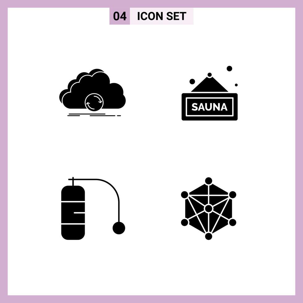 Universal Icon Symbols Group of Modern Solid Glyphs of cloud diving data sauna vacation Editable Vector Design Elements