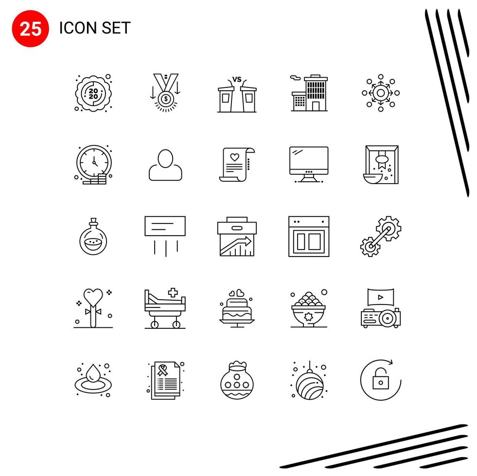 paquete de iconos vectoriales de stock de 25 signos y símbolos de línea para la construcción de trofeos de negocios de red elementos de diseño vectorial editables políticos vector