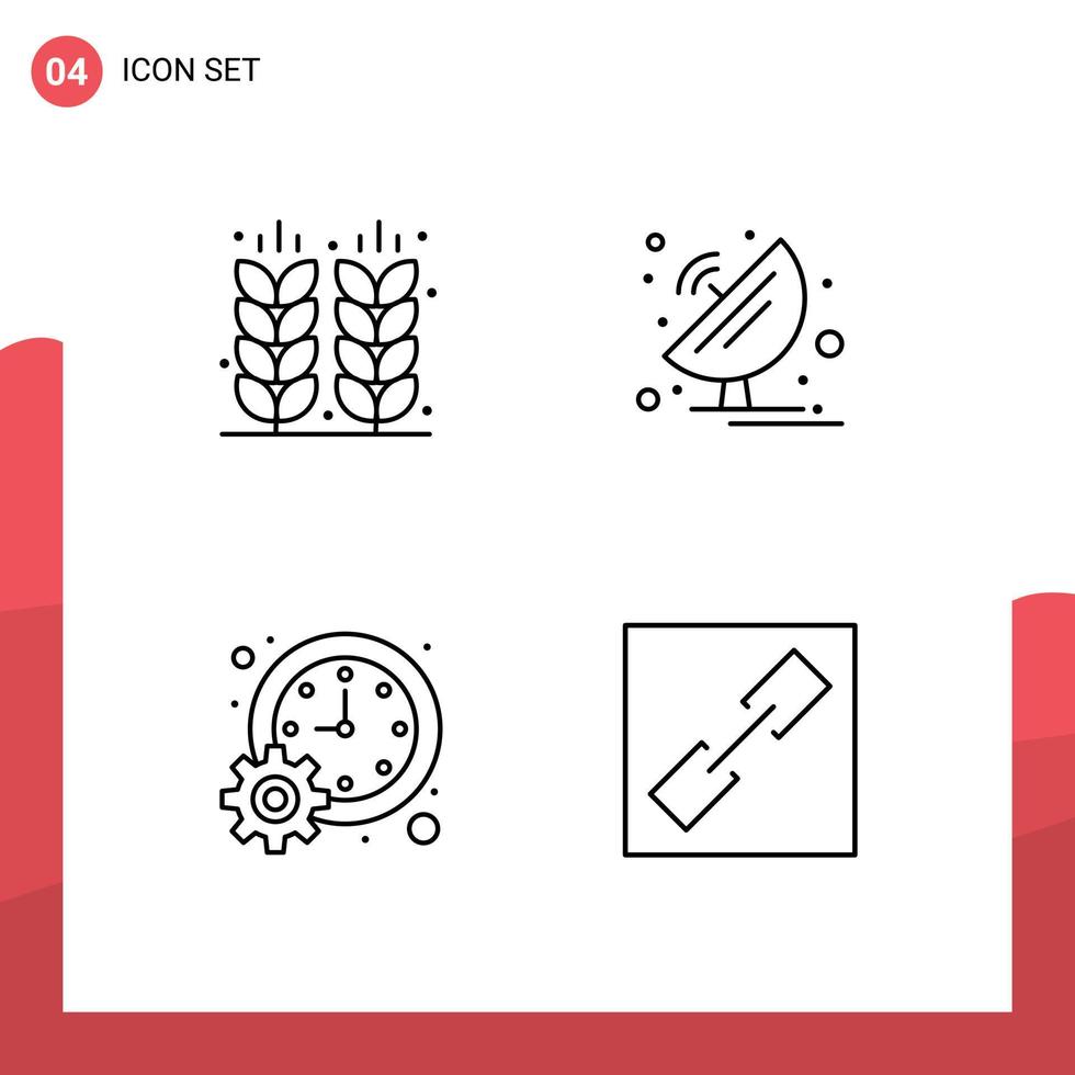 4 Universal Line Signs Symbols of agriculture science field radar management Editable Vector Design Elements