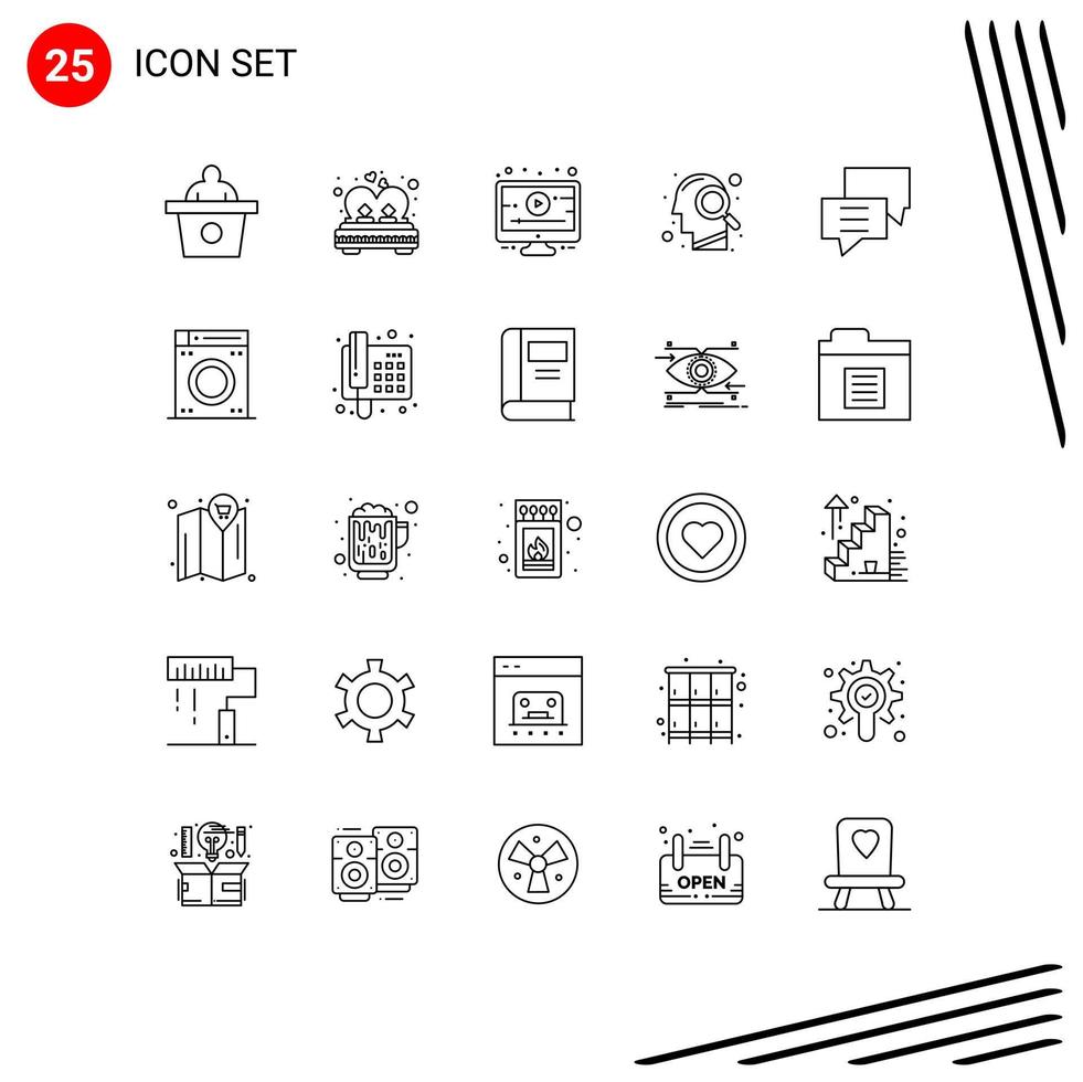25 Line concept for Websites Mobile and Apps customer bubbles lesson search magnifying glass Editable Vector Design Elements