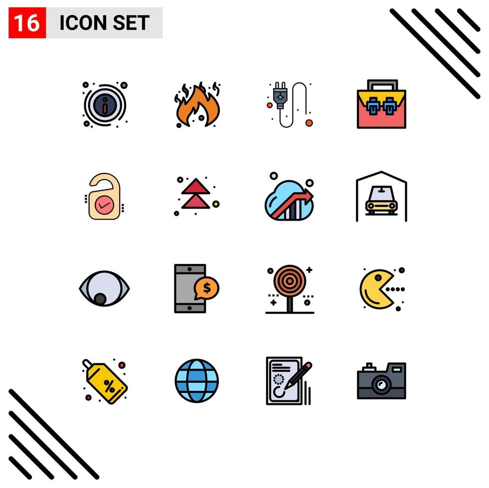 Stock Vector Icon Pack of 16 Line Signs and Symbols for hotel tag plug toolkit construction Editable Creative Vector Design Elements