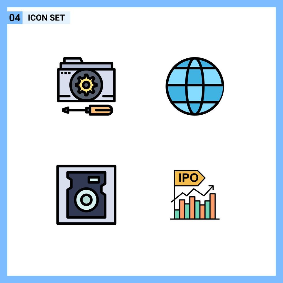 4 Creative Icons Modern Signs and Symbols of configuration drive setting globe ipo Editable Vector Design Elements