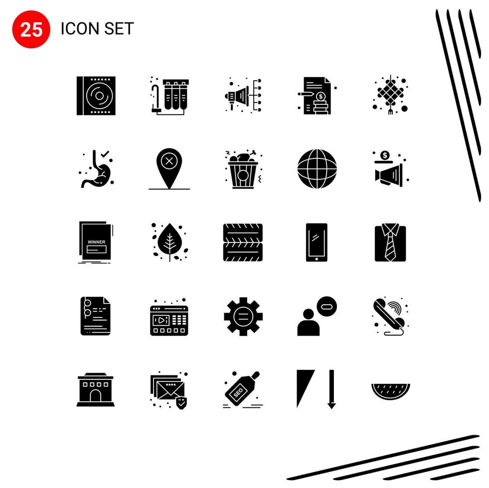 Editable Vector Line Pack of 25 Simple Solid Glyphs of cny celebration water business report business Editable Vector Design Elements