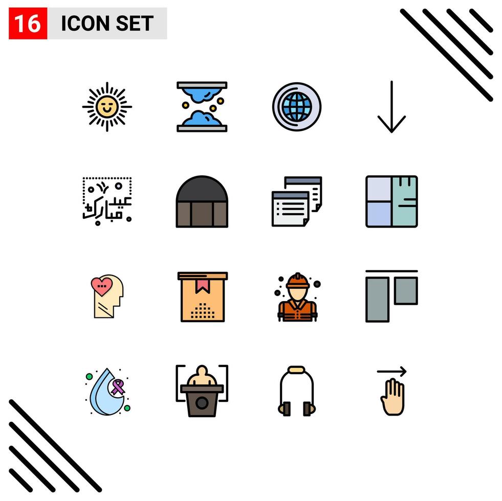 paquete de iconos de vector de stock de 16 signos y símbolos de línea para letras mubarak piel eid flecha elementos de diseño de vector creativo editable