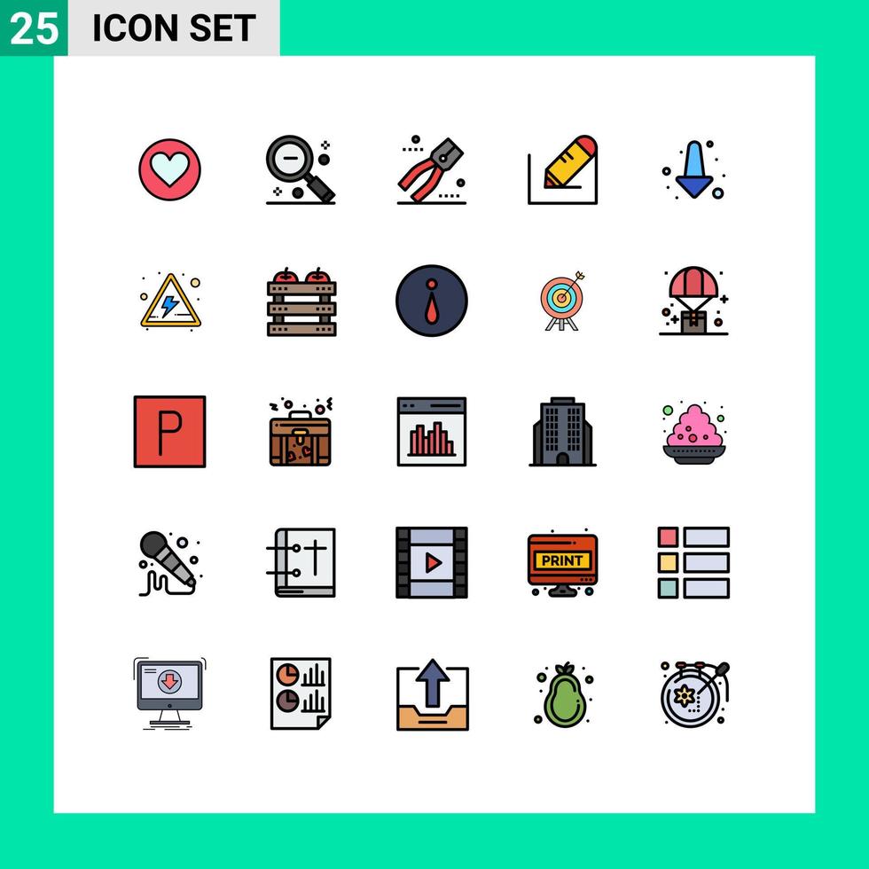 Universal Icon Symbols Group of 25 Modern Filled line Flat Colors of arrow text ui write tool Editable Vector Design Elements