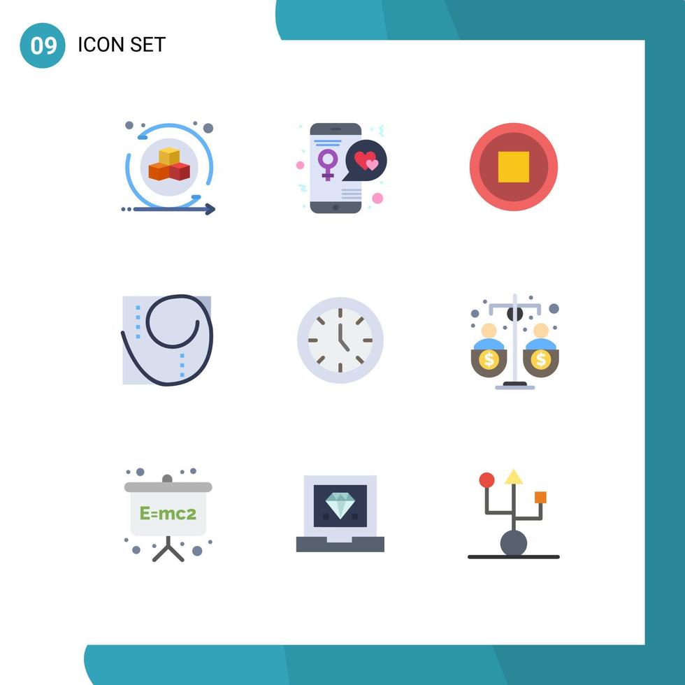 Set of 9 Modern UI Icons Symbols Signs for furniture science mobile proportion golden ratio Editable Vector Design Elements