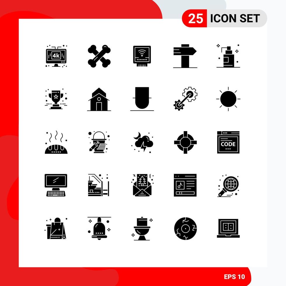 25 User Interface Solid Glyph Pack of modern Signs and Symbols of bath travel rheumatism sign plumbing Editable Vector Design Elements