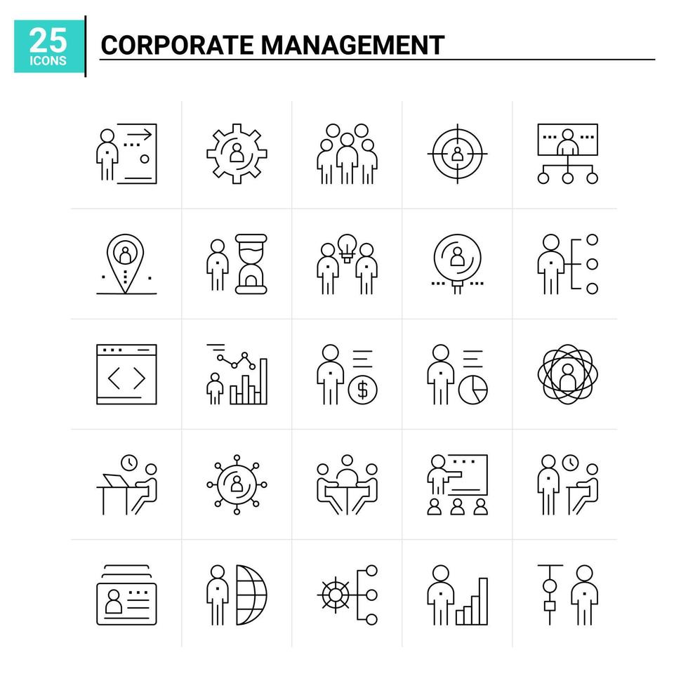 25 conjunto de iconos de gestión corporativa antecedentes vectoriales vector