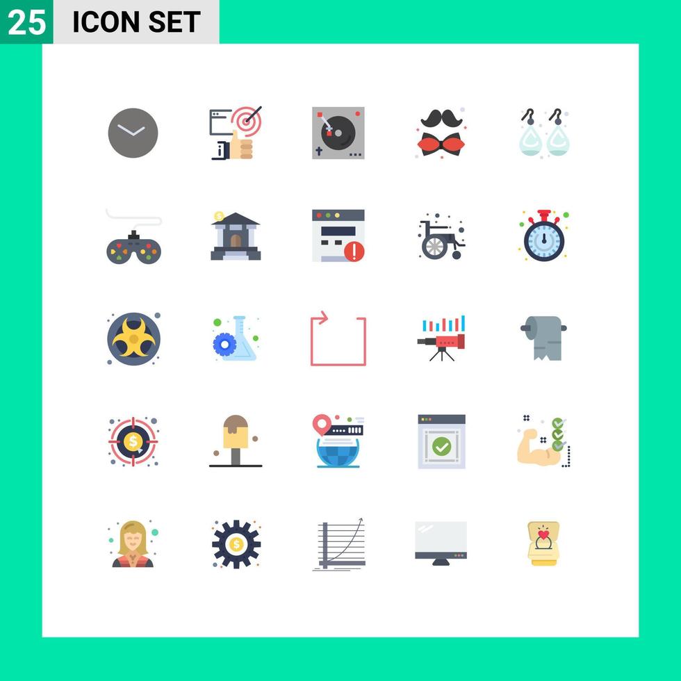 25 User Interface Flat Color Pack of modern Signs and Symbols of day tie up dress sound Editable Vector Design Elements